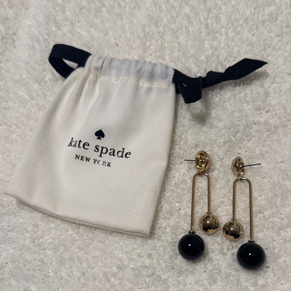Kate Spade Gold and Black Drop Earrings